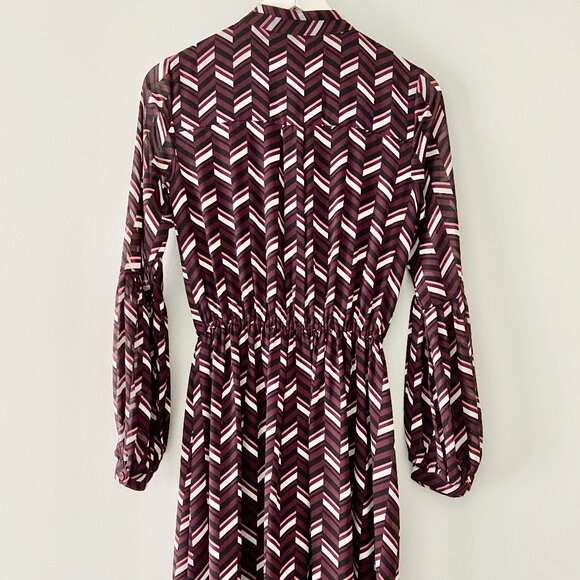 Michael Kors Maroon Chevron Midi Dress - Picture 4 of 10